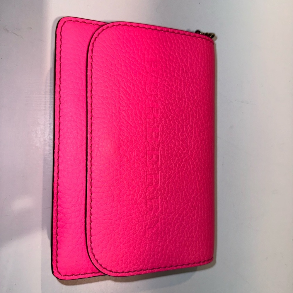 Burberry leather neon pink wallet on chain WOC with tags on